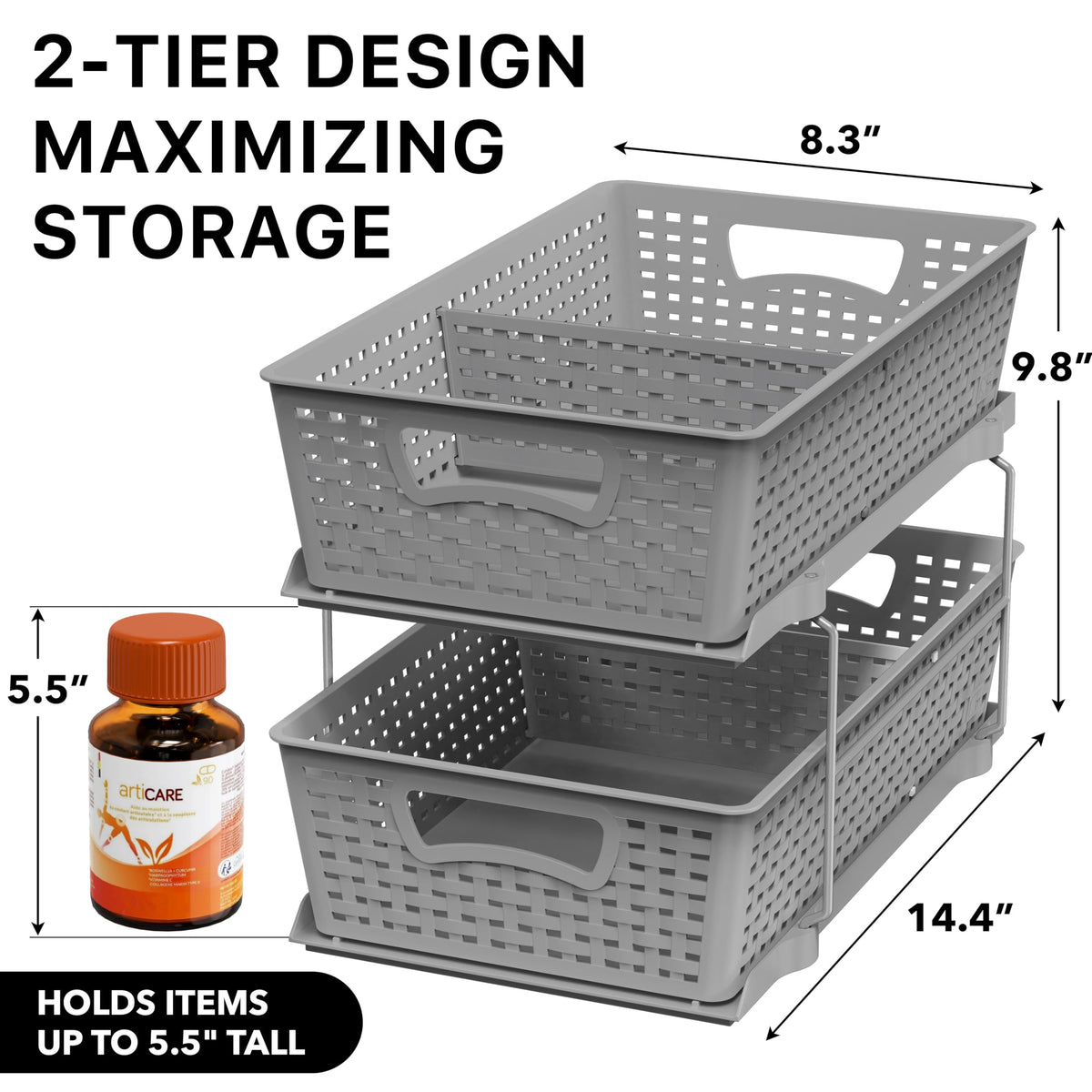 Simple Houseware under-sink storage with removable baskets for quick refills and versatility