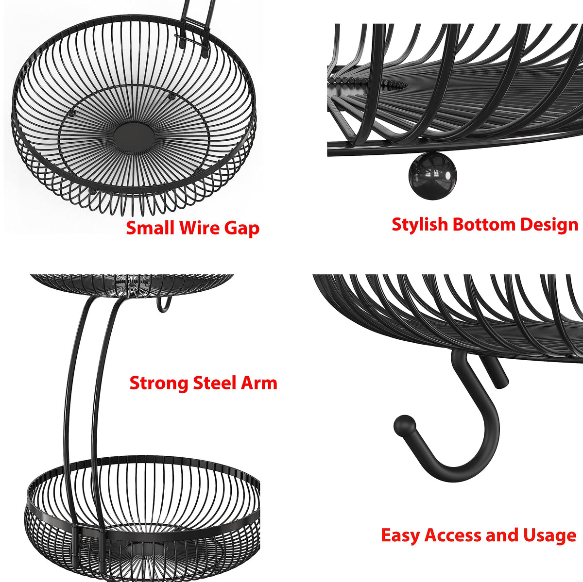 Simple Houseware upper basket demonstrates compact design for space-saving storage.