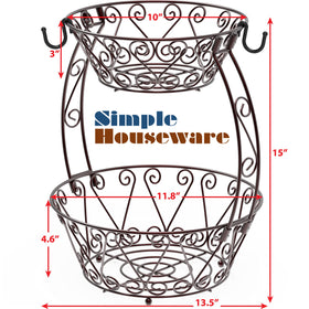 Simple Houseware upper basket visual highlights bananas and apples in bronze finish