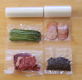 Simple Houseware vacuum seal bags in a kitchen setup, compatible with most machines