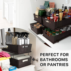 Versatile fit under-sink cabinet with Simple Houseware organizer