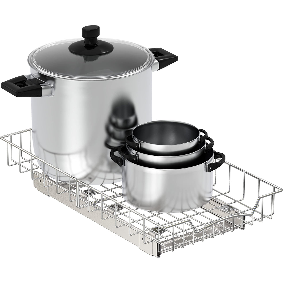 Simple Houseware versatile use for kitchen, garage, and bathroom storage.