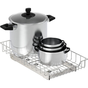 Simple Houseware versatile use for kitchen, garage, and bathroom storage.