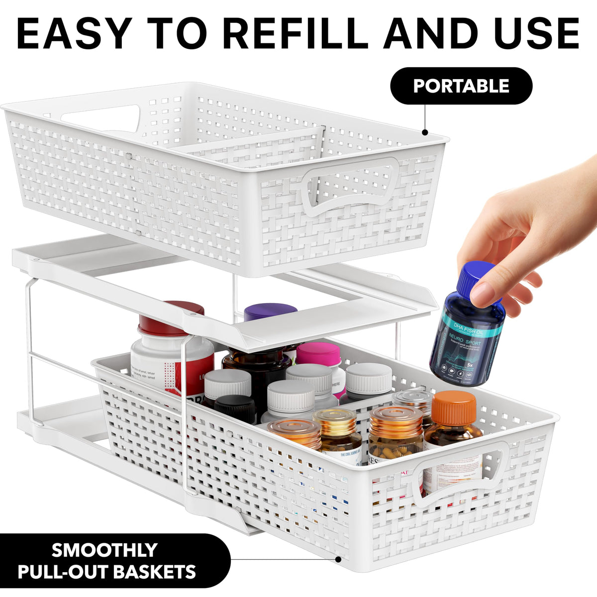 Simple Houseware white storage baskets keep small items organized