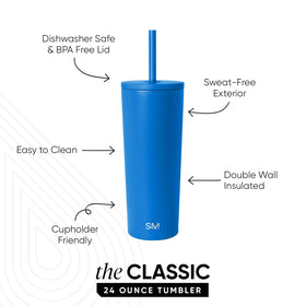 Double-wall insulation preserves beverage temperature for hours in the Simple Modern tumbler.