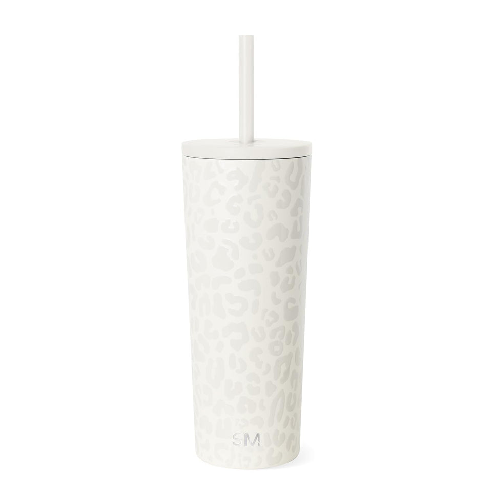Simple Modern Classic Tumbler cream leopard 24oz with mess-free travel use