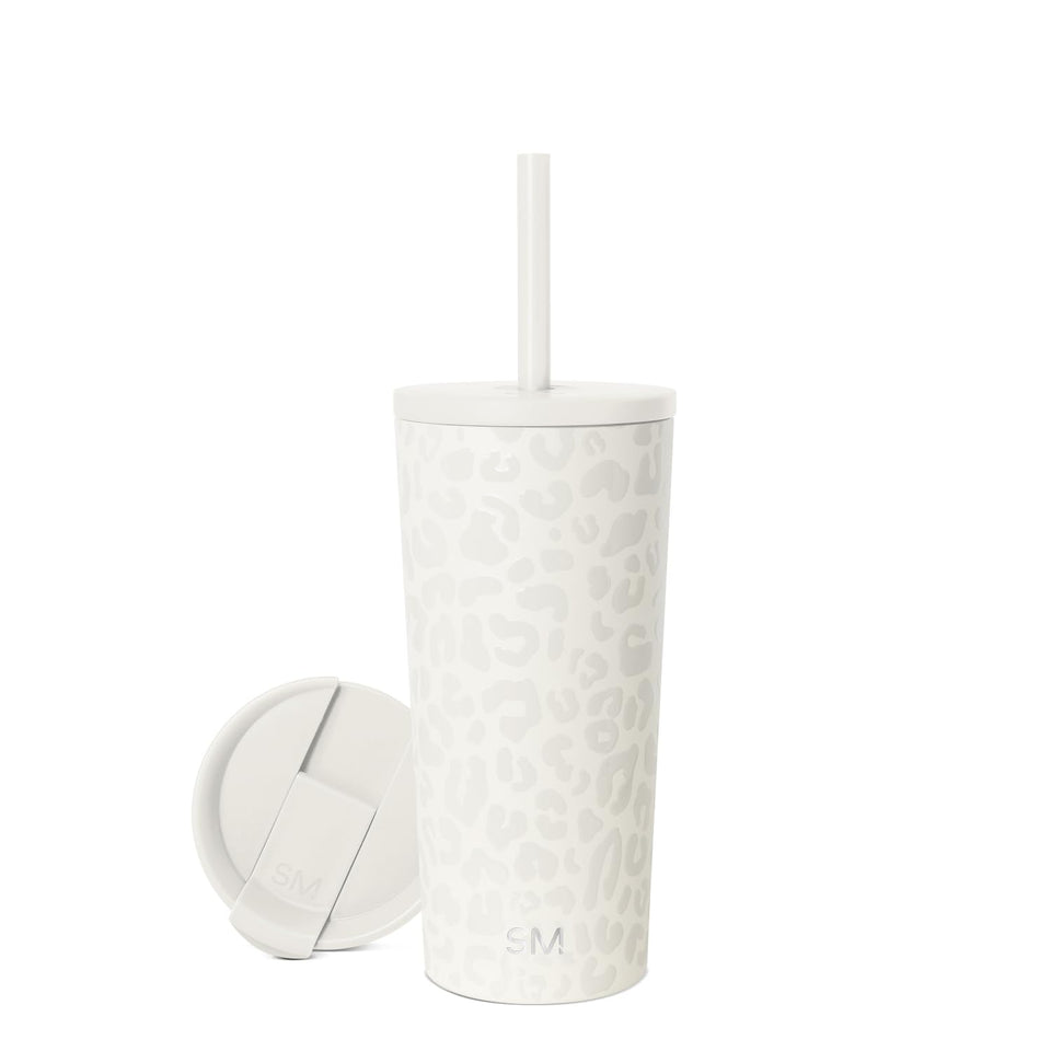 Simple Modern Classic Tumbler with Cream Leopard lid shows a secure, spill-resistant design for on-the-go hydration.