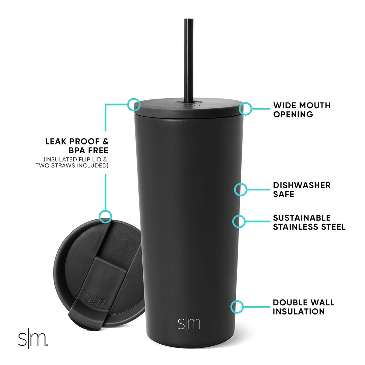 Simple Modern Classic Tumbler with double-wall insulation maintains temperature