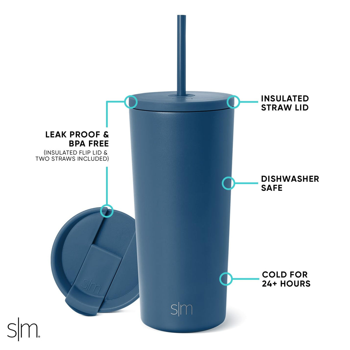 Simple Modern Classic Tumbler, insulated 18/8 stainless steel for temperature retention.