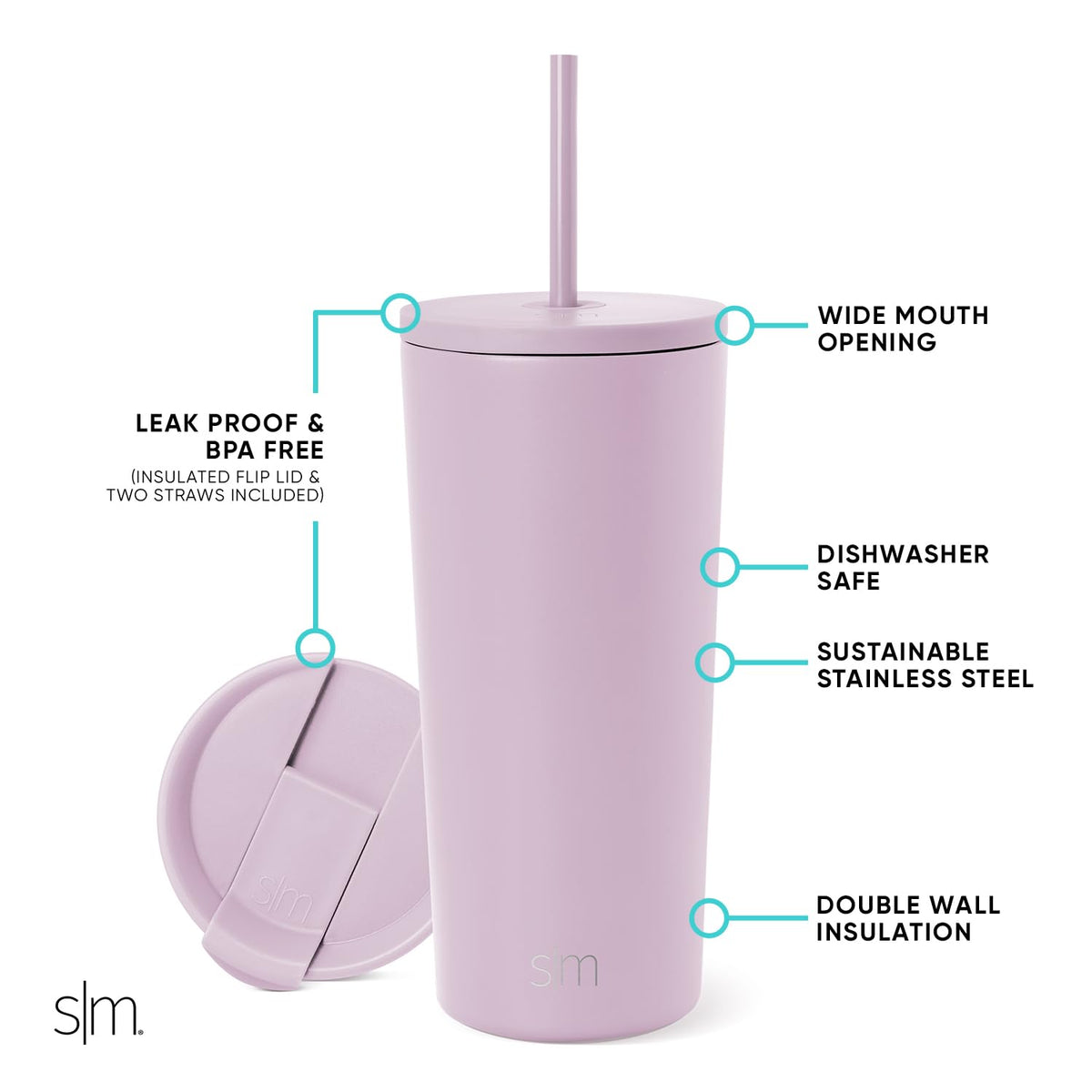 Lavender Mist Simple Modern tumbler color adds stylish flair on the go.