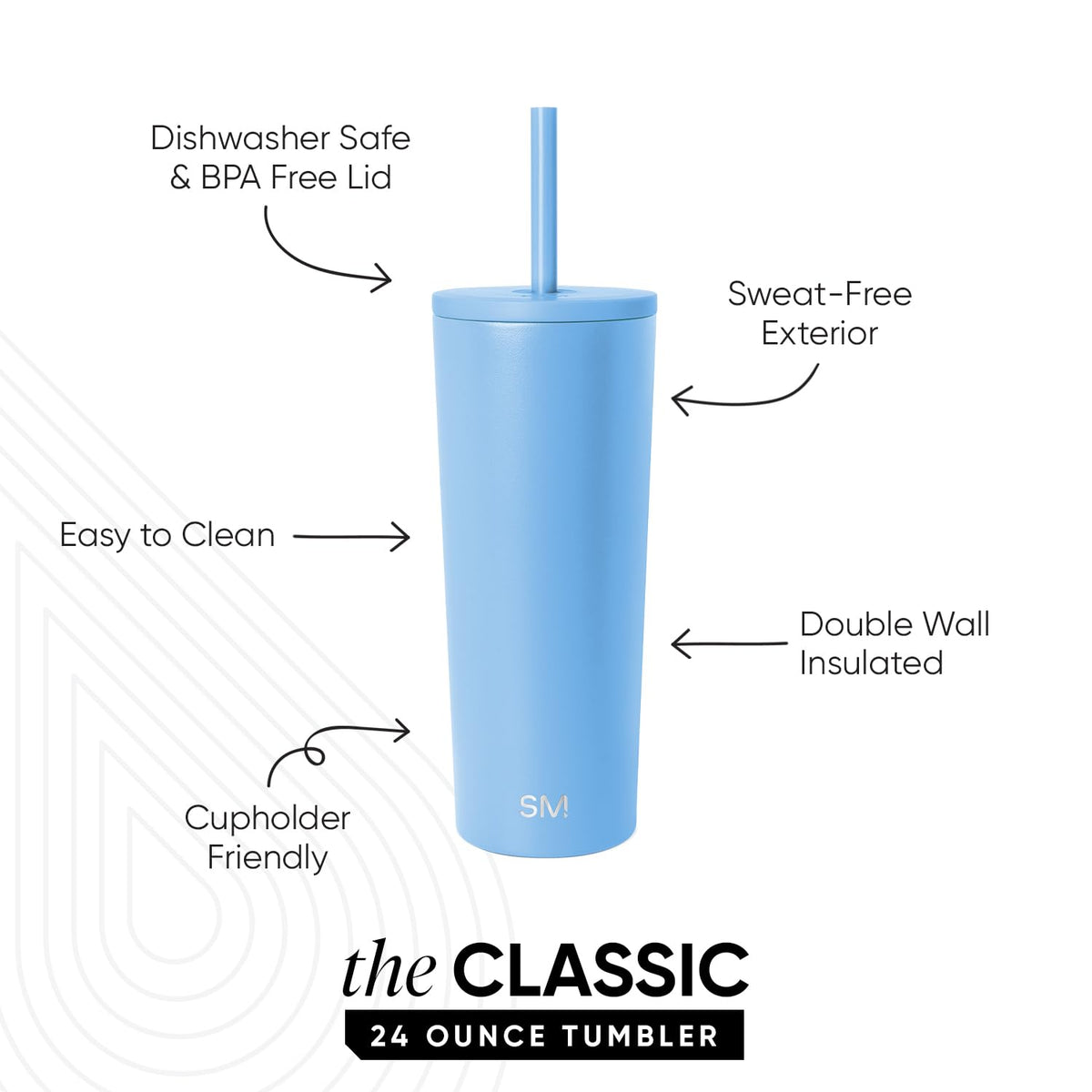 Simple Modern Classic tumbler uses premium 18-8 stainless steel for lasting durability.