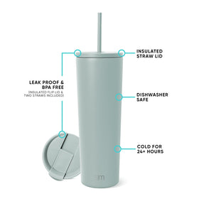 Simple Modern Classic Tumbler Sea Glass Sage lid—spill-resistant seal for on-the-go use.