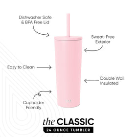 Spill-resistant lid on the Simple Modern Classic tumbler with silicone gasket reduces leaks.