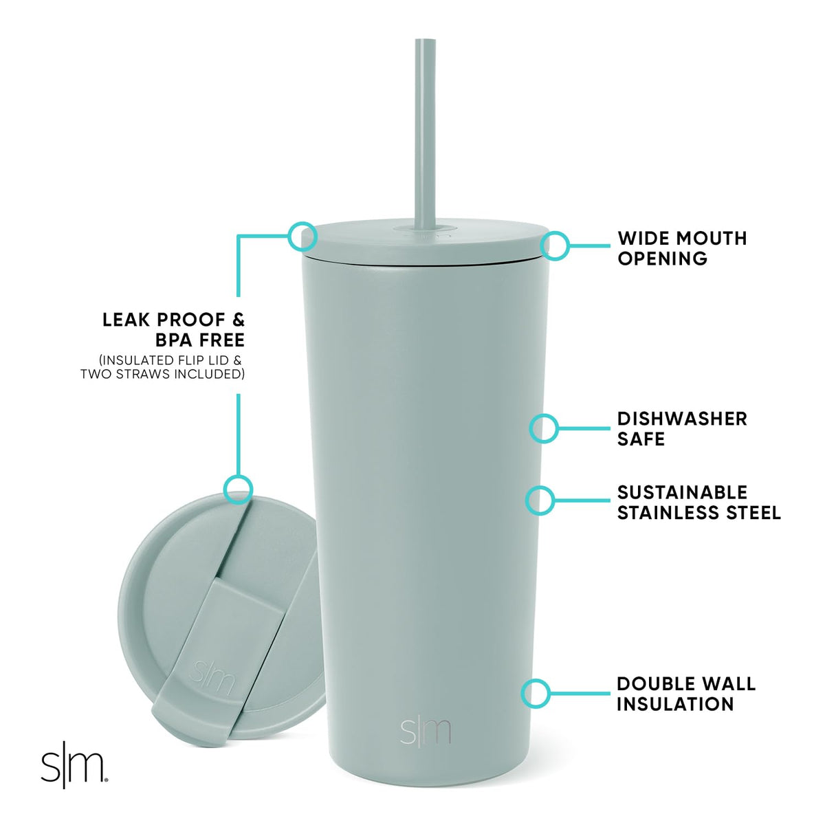 Simple Modern Classic Tumbler with spill-resistant lid keeps drinks secure on the go.