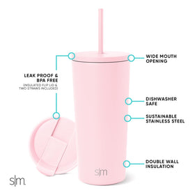 Simple Modern Classic Tumbler with Straw Lid, close-up of silicone straw gasket for leak resistance.