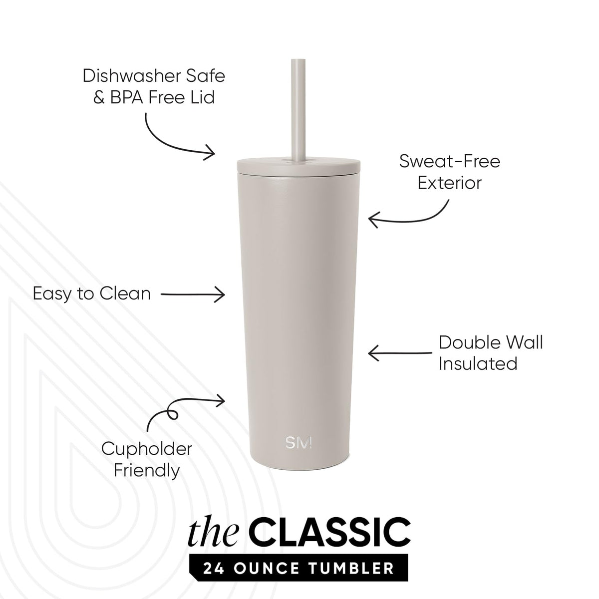 Simple Modern Classic tumbler lid-straw closeup shows secure gasket for reduced spills.