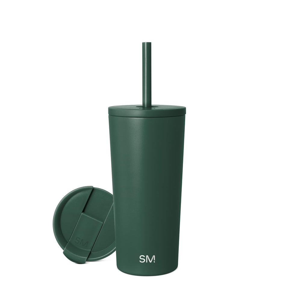 Simple Modern Classic Tumbler Forest with straw lid, keeps drinks hot or cold.