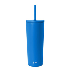 Simple Modern Classic Tumbler with straw lid in Supersonic Blue keeps drinks cold on the go.