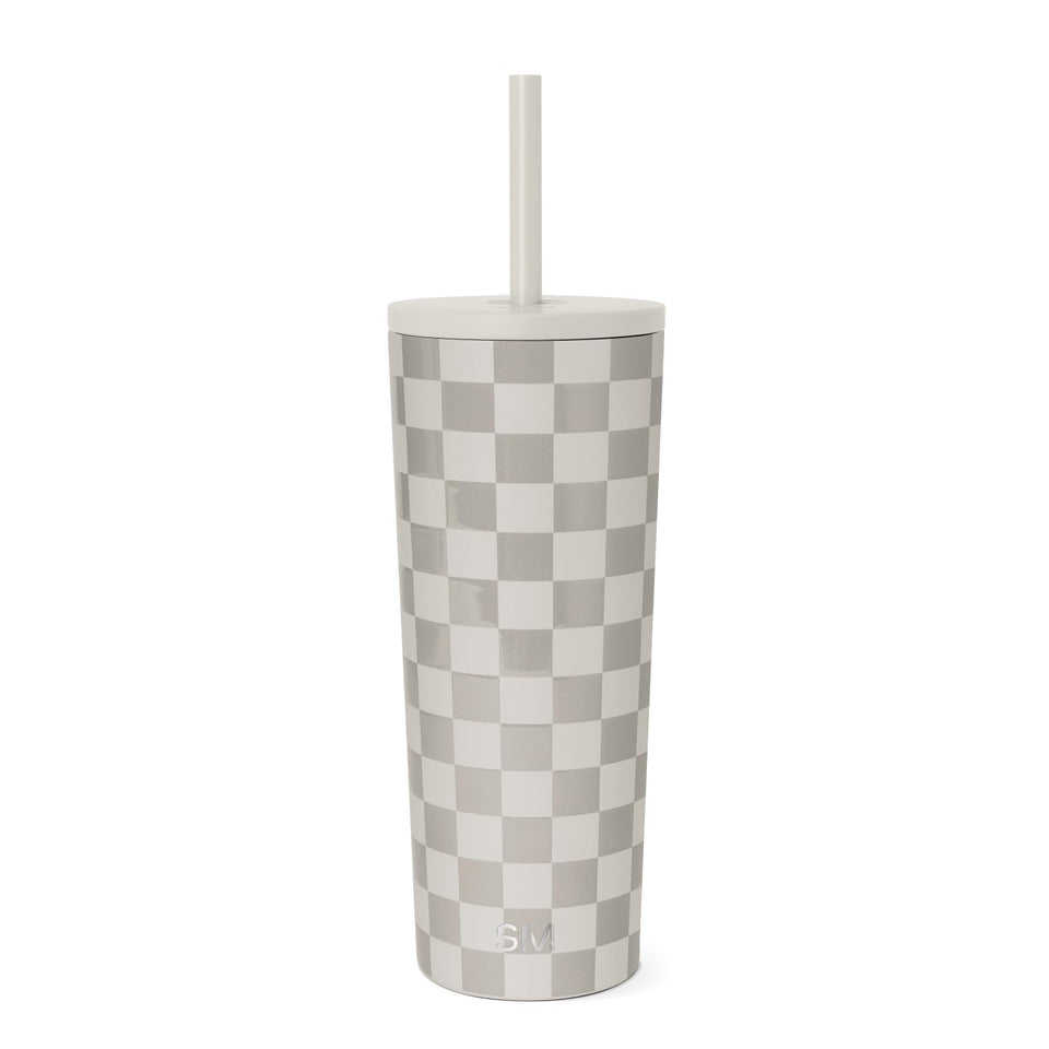 Simple Modern Classic Tumbler with straw lid for spill-resistant on-the-go sipping.