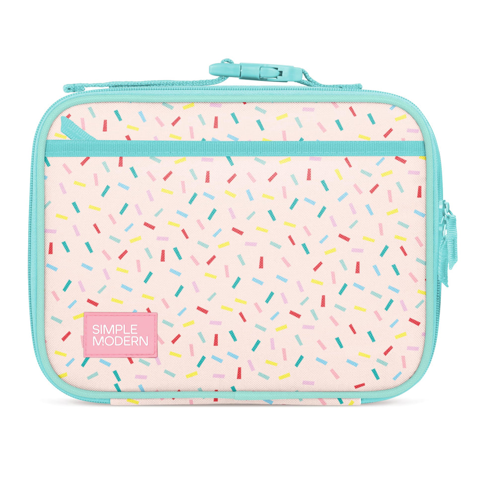 Simple Modern Hadley Confetti lunch bag front view for school use