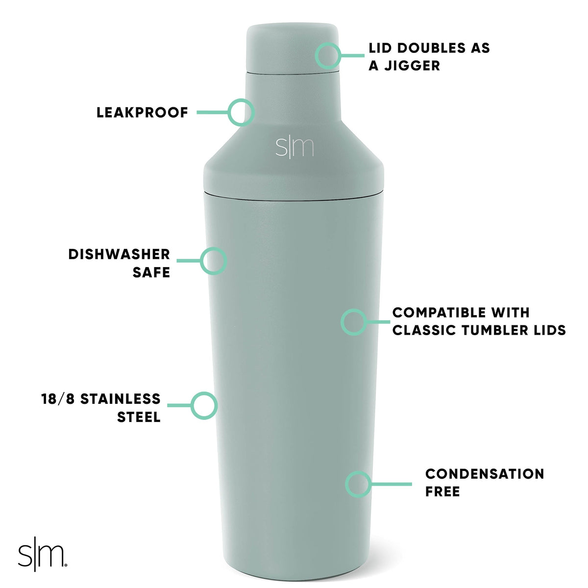 Simple Modern lid with built-in jigger cap for precise measurements.