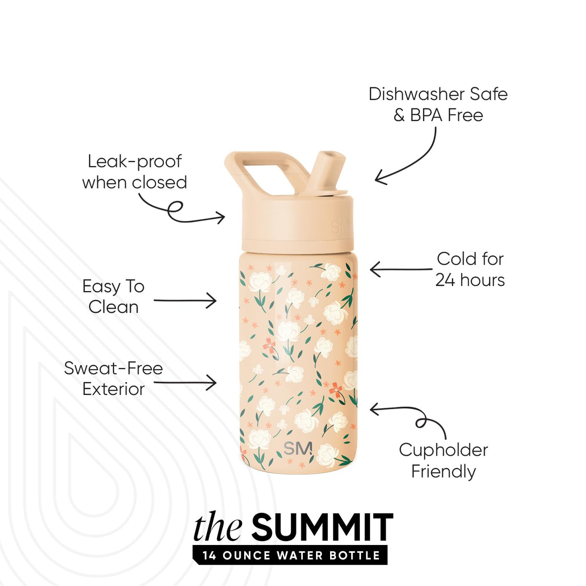 Simple Modern Kids Summit 14oz stainless steel bottle, durable insulation
