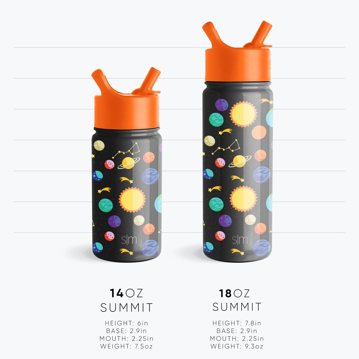 Simple Modern Kids Summit bottle fits standard cupholders for school use.