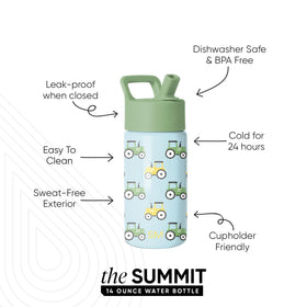 Simple Modern Kids Summit bottle highlighting double-wall insulation for cold beverages.