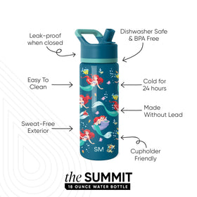 Simple Modern bottle front view with leakproof straw, ideal for school and travel water breaks.
