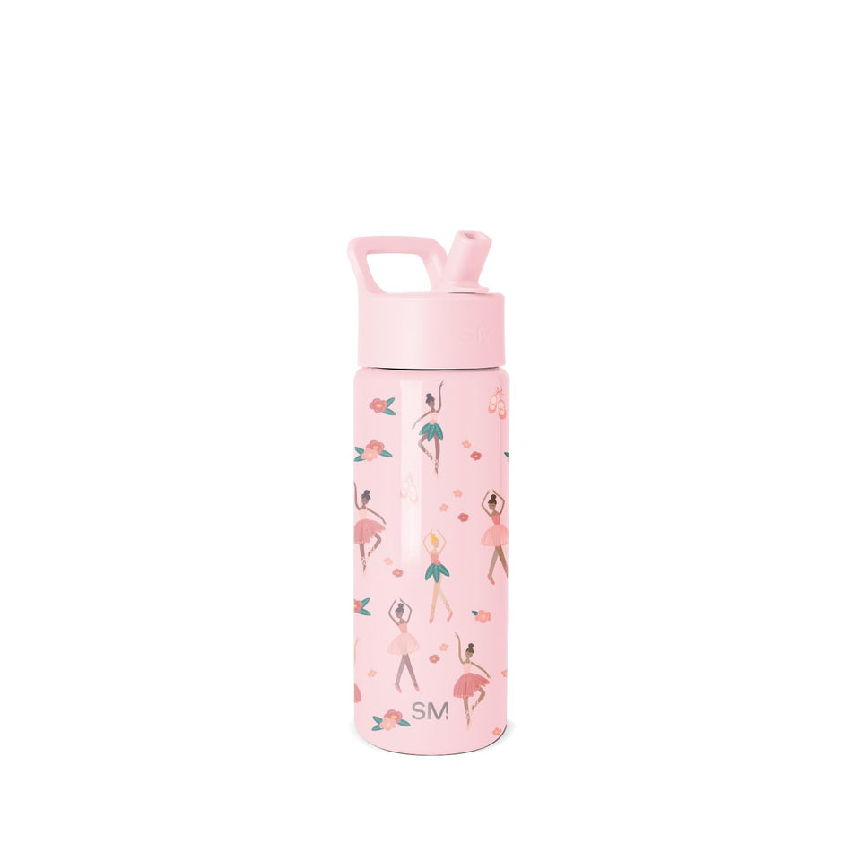 Simple Modern Kids Summit bottle with straw lid keeps drinks cold for hours.
