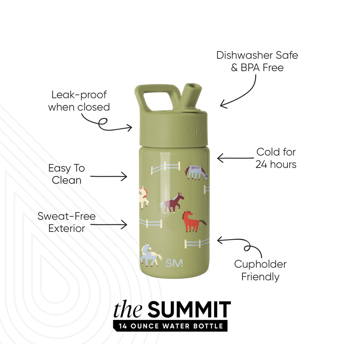 Close-up of straw lid on Simple Modern Summit bottle for easy toddler sipping.