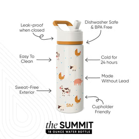 Simple Modern Kids Summit bottle with straw lid close-up shows sipping mechanism.