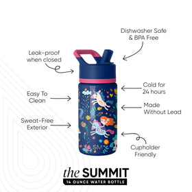 Simple Modern Kids Summit bottle with straw lid demonstrates leakproof performance when closed.