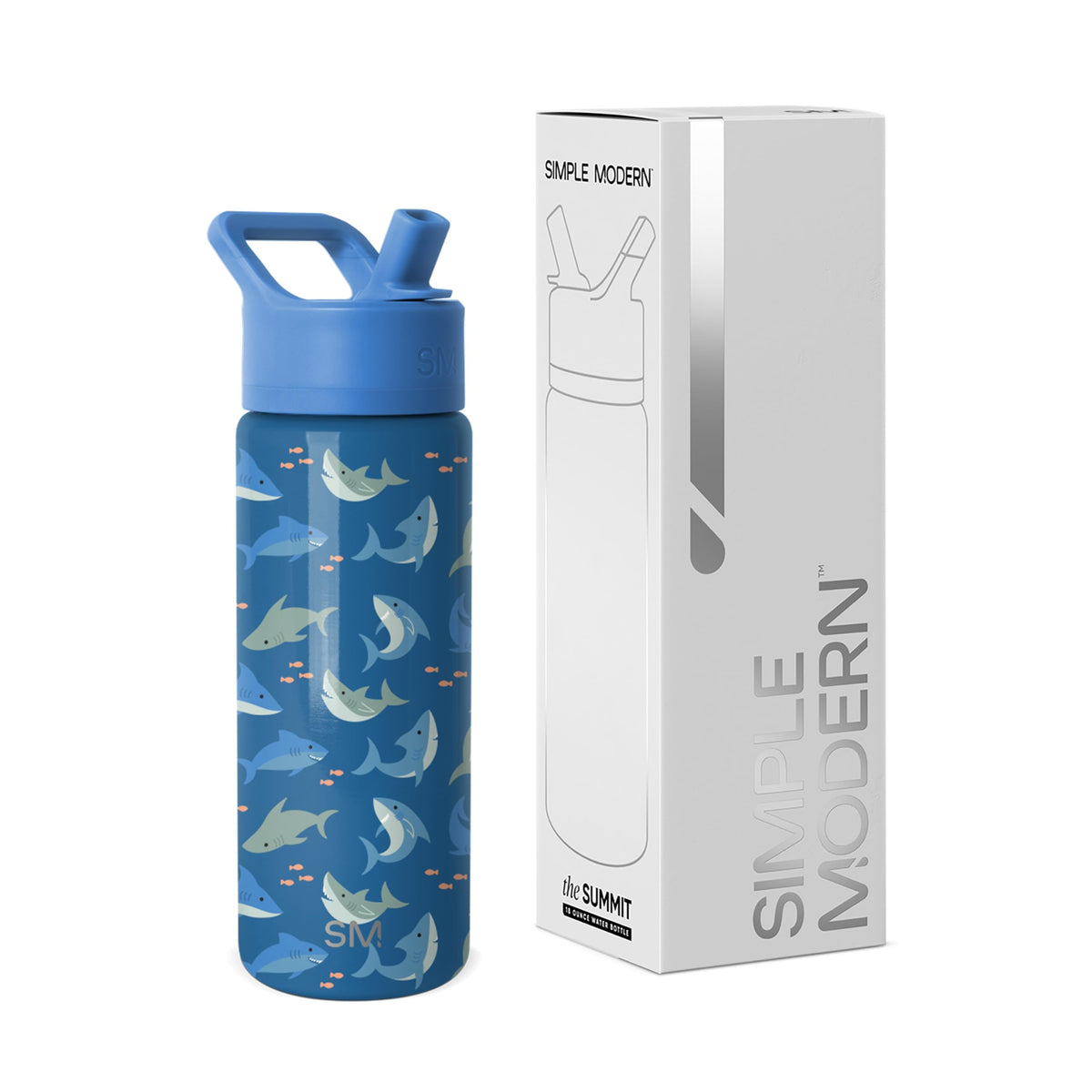 Simple Modern Kids Summit bottle with straw lid in Shark Shiver for leakproof hydration on the go