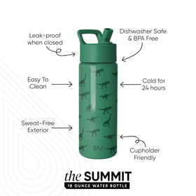 Simple Modern Kids Summit bottle with leakproof straw lid closed, great for school days.