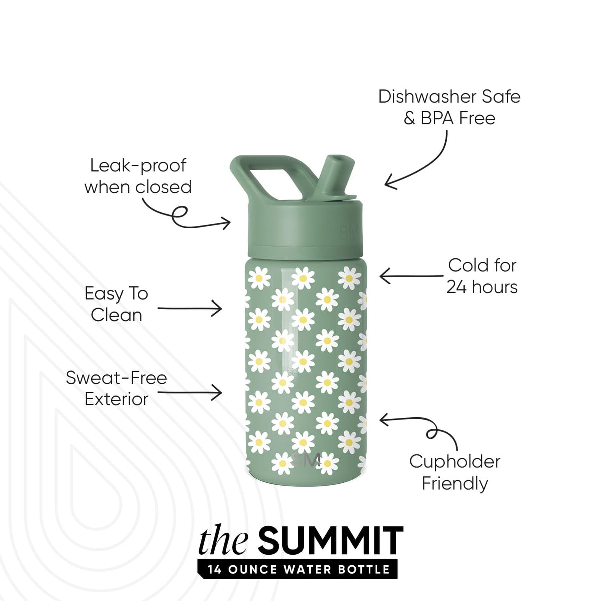 Side view of the Simple Modern Summit 14oz bottle showing compact size for backpacks