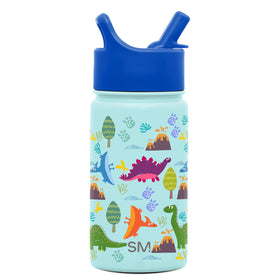 Simple Modern Kids Summit blue dino straw-lid closeup shows secure seal and durable design.