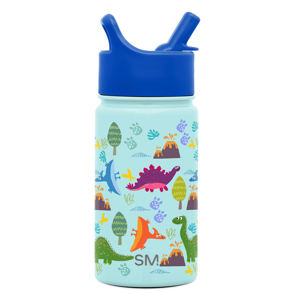 Simple Modern Kids Summit blue dino straw-lid closeup shows secure seal and durable design.
