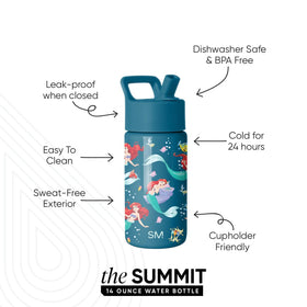 Ariel's Day Dream summit bottle with straw lid closed to show leakproof feature.