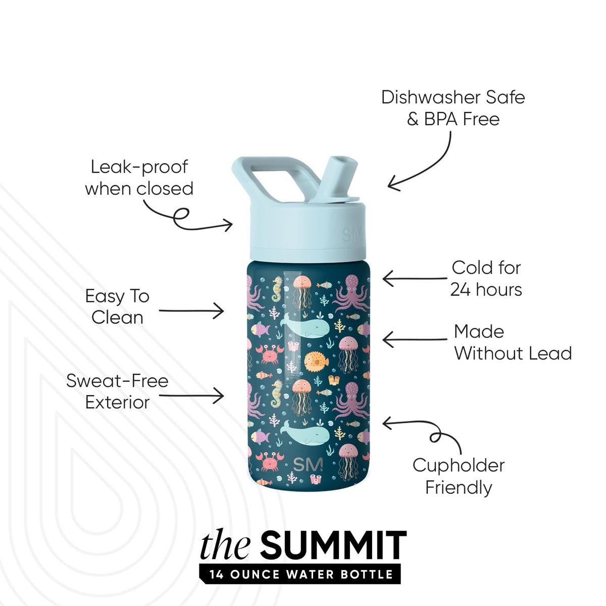 Closeup of Simple Modern Kids Summit straw lid showing leakproof feature.