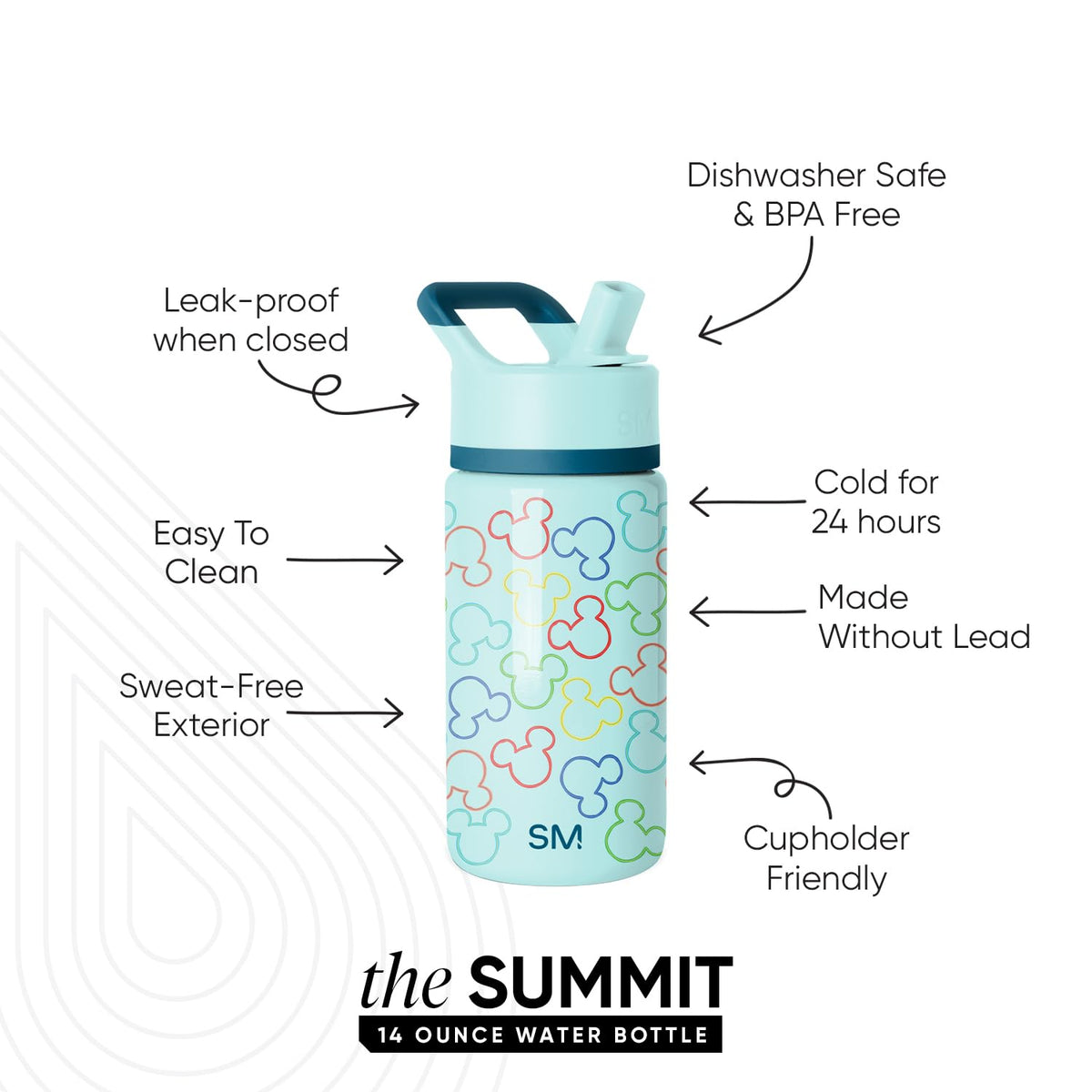 Simple Modern Kids Summit Mickey Mouse design side view showing kid-friendly size