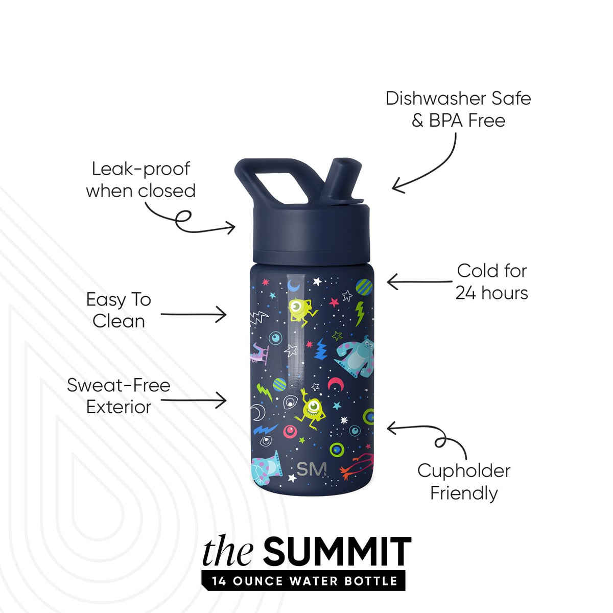 Simple Modern Summit Kids bottle straw lid in use for easy sipping