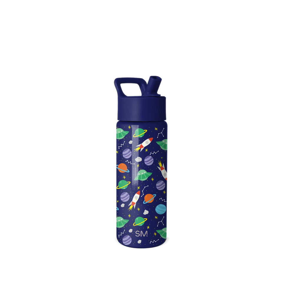 Simple Modern Kids Summit bottle with straw lid in Outer Space, easy sip for school days.
