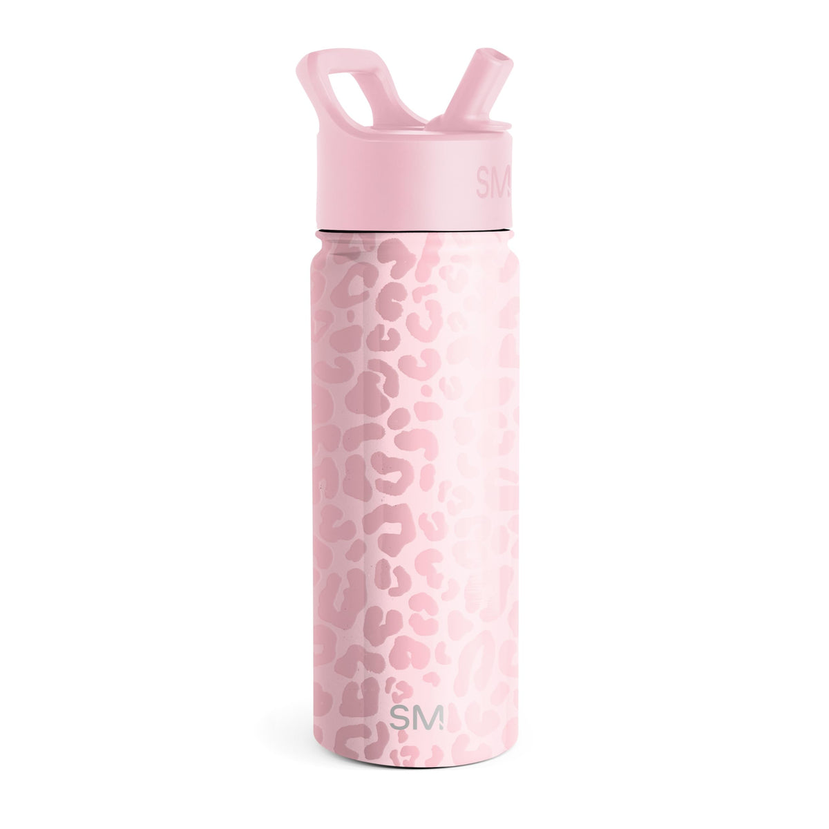 Simple Modern Kids Summit Water Bottle in blush leopard with straw lid for easy hydration on the go.