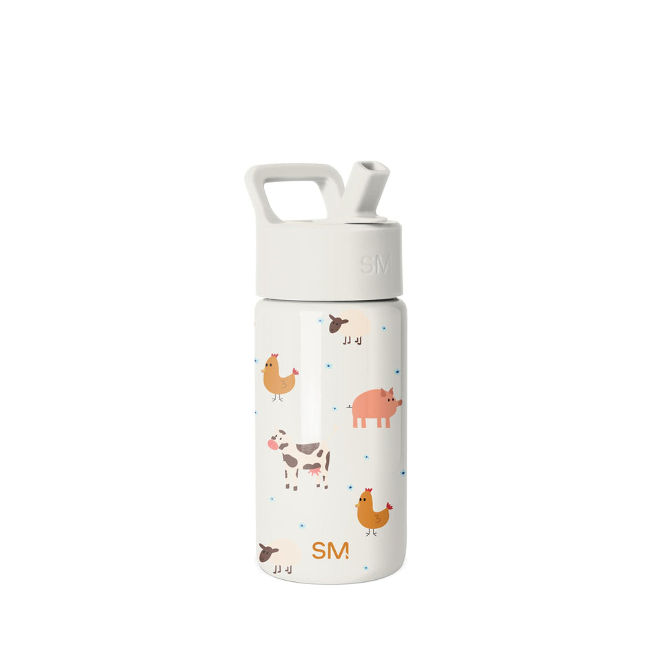 Simple Modern Kids Summit bottle with straw lid, dishwasher-safe for easy cleaning.