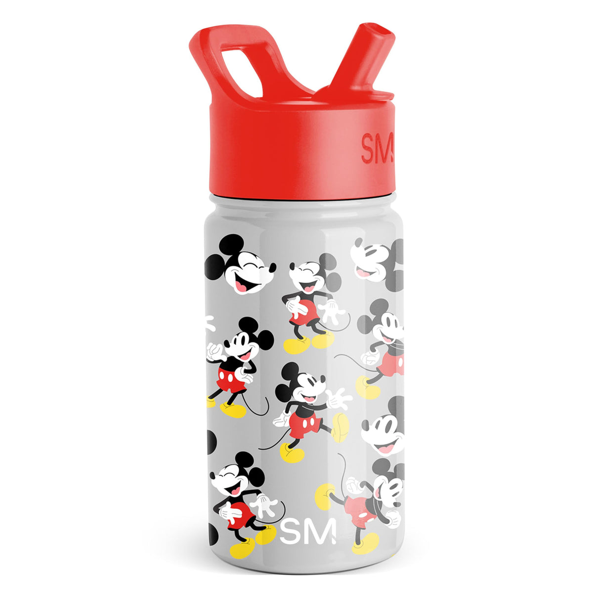 Simple Modern Kids Summit bottle with straw lid and Mickey Mouse gray finish for everyday hydration.