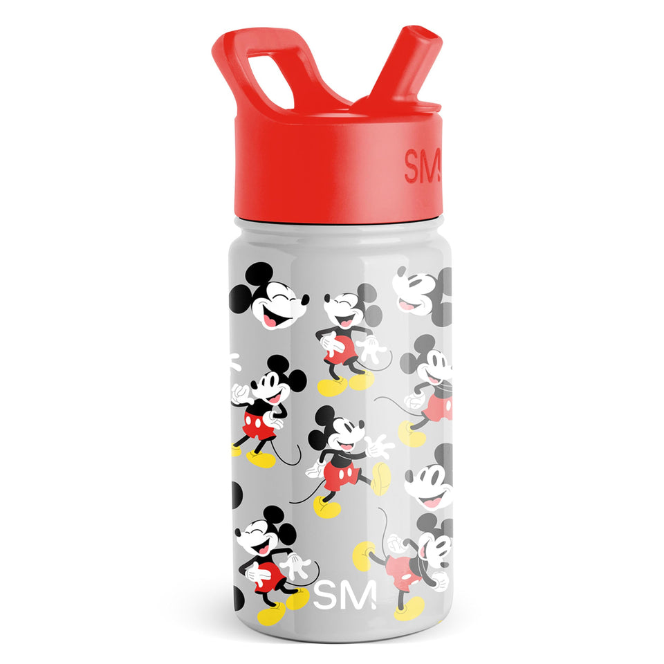 Simple Modern Kids Summit bottle with straw lid and Mickey Mouse gray finish for everyday hydration.