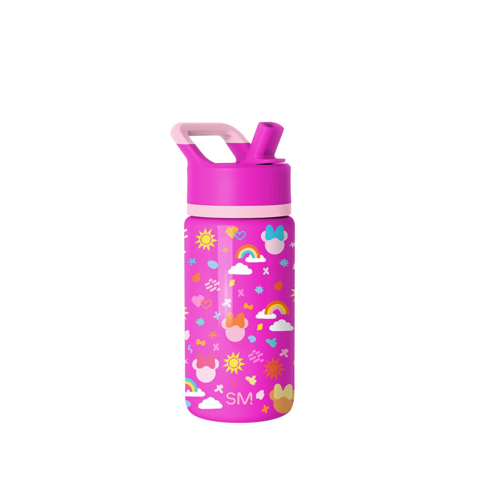 Simple Modern Kids Summit bottle with Minnie Doodle, front view, stays cold for hours.