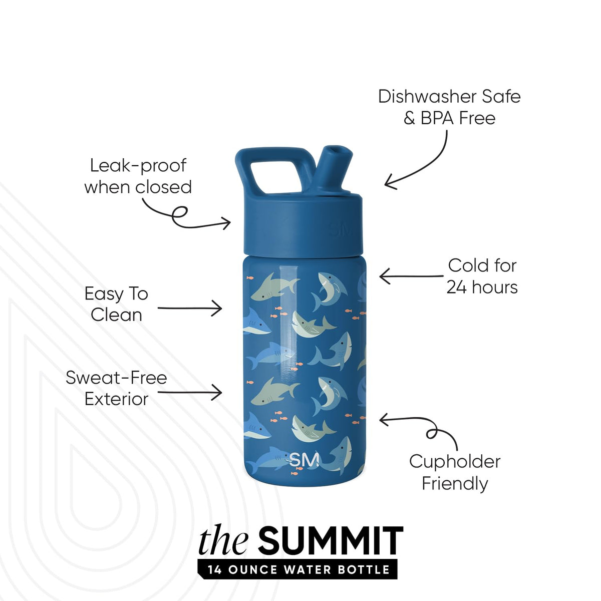 Simple Modern Kids Summit bottle with straw lid open for sipping