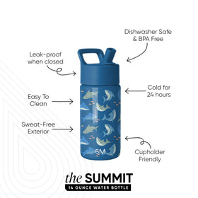 Simple Modern Kids Summit bottle with straw lid open for sipping